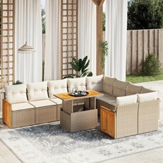 vidaXL - Salon de jardin modulable - 10 pièces - Résine tressée - Beige - 62 x 55 x 69 cm