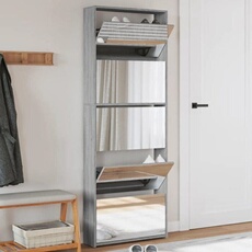 Armoire à Chaussures Miroir 4 Niveaux, Etagère à Chaussures avec Rangement, Meuble à Chaussures Salon, Moderne, 3228284
