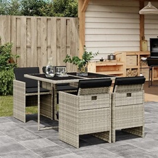 VIDAXL - Salon de jardin - 5 pièces - Rotin - Gris clair