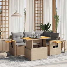 vidaXL - Salon de jardin modulable - Résine tressée - 5 pièces - Beige