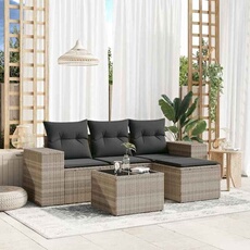 vidaXL - Salon de jardin modulable - 4 personnes - 5 pièces - Gris