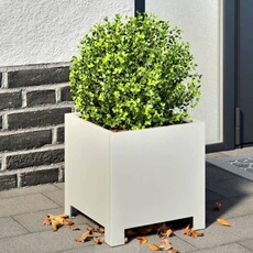 vidaXL - Jardinière - Bac à fleurs en acier - 30x30x30 cm - Blanc