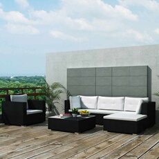 VIDAXL - Salon de Jardin Modulable - 4 Personnes - 6 Pièces - Noir