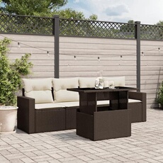 VIDAXL - Salon de jardin - Modulable - Rotin - Marron - 5 pièces