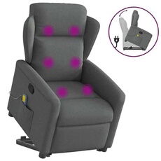 Vidaxl Gris Fauteuil De Massage, Relaxation Tissu Foncé