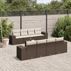 vidaXL - Salon de jardin modulable - Résine tressée - Marron - 8 personnes - 9 pièces