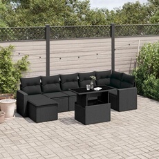 VIDAXL - Salon de jardin - 8 pièces - Résine tressée - Noir