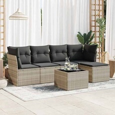 VIDAXL - Salon de jardin modulable - Résine tressée - Gris - 6 pièces - 5 personnes