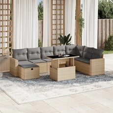 vidaXL - Salon de jardin modulable - Résine tressée - 9 pièces - 8 personnes - Beige