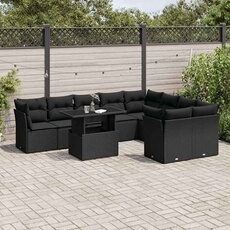 VIDAXL - Salon de jardin modulable - 9 personnes - 10 pièces - Noir