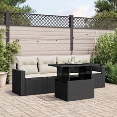 VIDAXL - Salon de jardin - 4 places - Noir