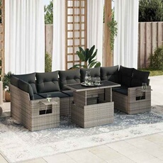 VIDAXL - Salon de jardin - 8 places - 5 pièces - Gris