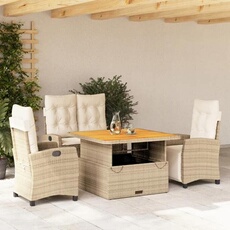 Vidaxl Beige Salon De Jardin Resine Tressee 4 Pieces 110 X 110 X 71 Cm 6 Personnes