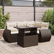 Vidaxl Marron Salon De Jardin Resine Tressee 5 Personnes 5 Pieces 55 X 53 X 55 Cm