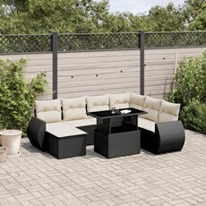 vidaXL - Salon de jardin modulable - Rotin - Noir - 8 pièces