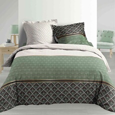 Housse de Couette 100% Coton Percale 80 Fils 240x220cm+2 Taies d Housse de Couette 100% Coton Percale 80 Fils 240x220cm+2 Taies d
