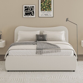 Lit Coffre 160x200 Cm Velours Côtelé Beige - Design Organique, Sommier à Lattes Inclus, Coffre Rangement, 2 Places