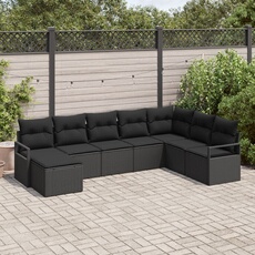 VIDAXL - Salon de jardin 8 pièces - Résine tressée - Noir