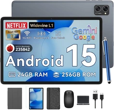Tablette tactile GENERIQUE Tablette Tactile BESTTAB T20 10.1" 24Go + 256Go-SD 2To, Android 15 5000 mAh WiFi 6 Avec Clavier,Souris,Stylet,Etui de protection