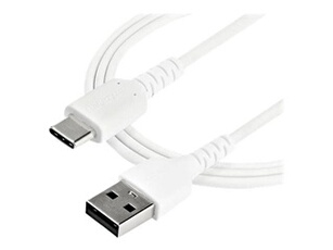 Câble de Chargement 1m USB A vers USB C - Cordon USB 2.0 vers USB-C à Charge/Synchronisation Rapides - Gaine TPE en Fibre Aramide M/M 3A Blanc -