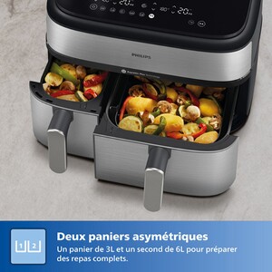 Friteuse Sans Huile Philips Airfryer NA555/00 Série 5000 Double Panier 9L - Cuisson Vapeur Et Airfry