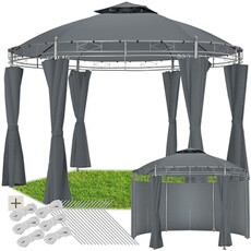 Pavillon de jardin Ø 3,5 m Hydrofuge résistant à l'eau gris anthracite