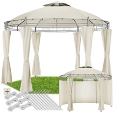Pavillon de jardin Ø 3,5 m Hydrofuge résistant à l'eau crème