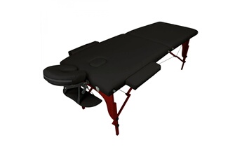 Vivezen - Table de massage pliante 2 zones en bois foncé avec panneau Reiki + Accessoires et housse de transport - Noir
