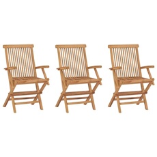 Vidaxl Chaises De Jardin Pliables Lot De 3 Bois De Teck Massif