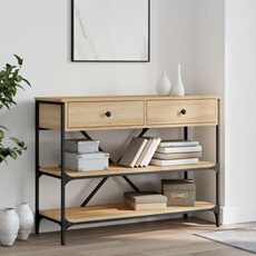 VIDAXL - Table console - Chêne - Avec tiroirs et étagères