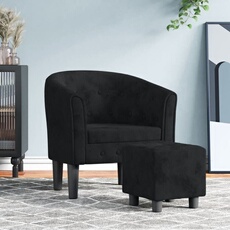 Vidaxl Noir Fauteuil Avec Repose Pied Velours