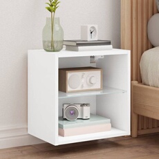 VIDAXL - Table de chevet murale - LED - Blanc