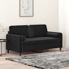 vidaXL - Canapé 2 places - Velours - Noir - 140 cm