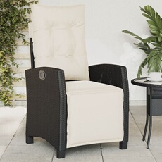 VIDAXL - Chaise Inclinable de Jardin avec Repose-Pied - Résine Tressée - Noir