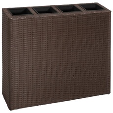 Vidaxl Marron Lit Surélevé De Jardin Avec 4 Pots Résine Tressée