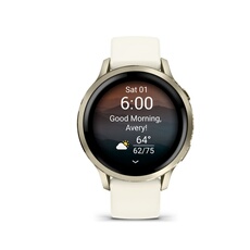 Venu 4 beige et lunar Gold - bracelet silicone ivoire - 41mm