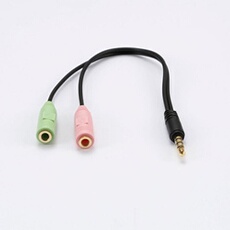 Câble et Connectique Diffusion Adaptateur Jack Mâle/2 Jack Femelles 3.5mm - Longueur 0.20M - Noir - en sachet