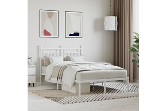 vidaXL Cadre de lit mtal avec tte de lit blanc 120x190 cm 353583
