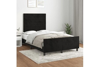 vidaXL Cadre de Lit avec Tte de Lit, Lit Rembourr, Lit Double, Lit Adulte de Chambre Coucher Intrieur, Moderne, Noir 3270586