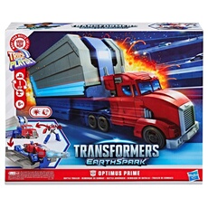 Figurine EarthSpark Optimus Prime Remorque de combat