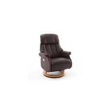 Fauteuil de relaxation électrique en cuir marron et naturel - LUMOS
