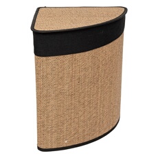 - Panier à linge d'angle 48L bambou et tissu - Noir