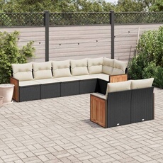 VIDAXL - Salon de jardin - 8 personnes - Noir - Modulable
