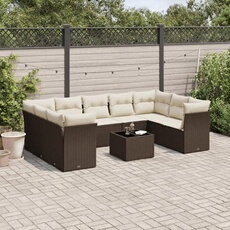 vidaXL - Salon de jardin modulable - 10 pièces - 9 personnes - Marron