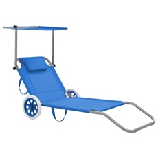 VIDAXL - Chaise longue - Pliable - 63 cm - Bleu