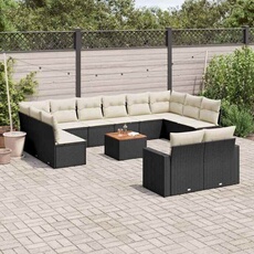 VIDAXL - Salon de jardin modulable - Rotin - 13 pièces - 12 personnes - Noir