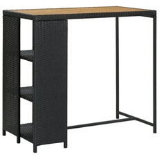 vidaXL - Table de bar avec rangement - Bois d'acacia - Noir - 120x60x110 cm