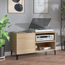 The Living Store Armoire à disques chêne marron 84,5x38x89 cm bois d'ingénierie - Meuble À The Living Store Armoire à disques chêne marron 84,5x38x89 cm bois d'ingénierie - Meuble À