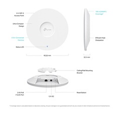 Omada EAP683 UR V1 - Borne d'accès sans fil - 1GbE, 2.5GbE - Wi-Fi 6 - 2.4 GHz, 5 GHz - géré par le Cloud - montable au plafond/mur