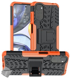 Housse etui coque rigide anti choc pour Motorola Moto G22 / E32 / E32s + verre trempe - ORANGE -